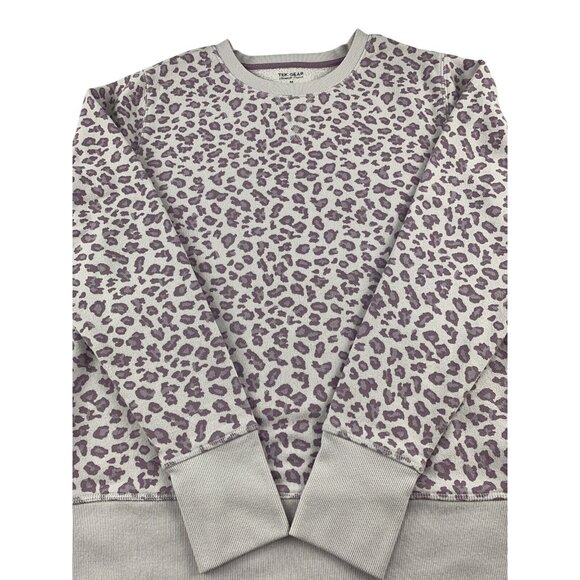 Tek Gear Womens Lavender Leopard Print Sweatshirt Fleece Crew Neck Medium - Picture 9 of 9
